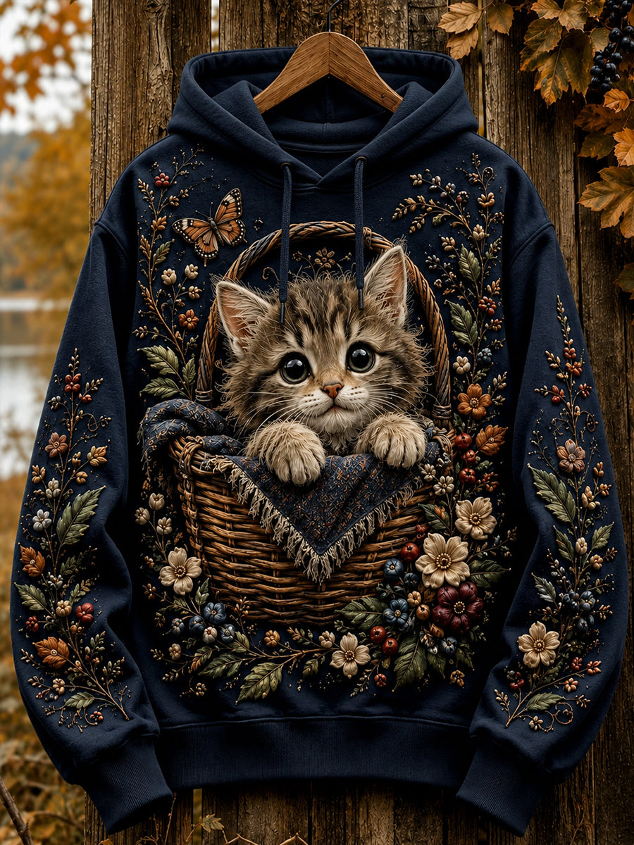 Naisten syksy Söpö Cat Art vetoaiheen huuhu