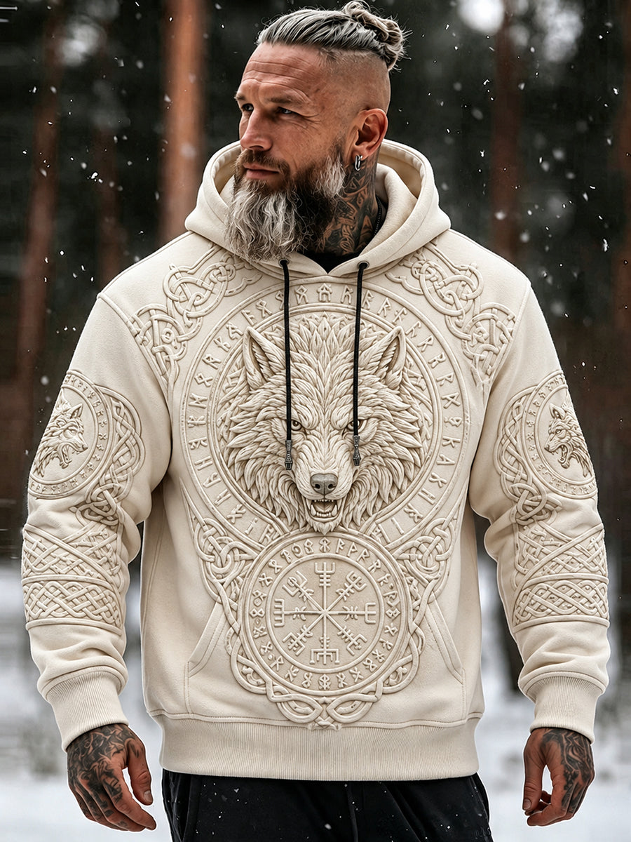 Miesten Vintage Viking Wolf Celtic Tulosta mukava huppari taskuja
