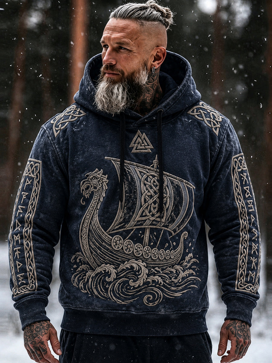 Miesten Vintage Viking inspiroitu kelttinen tulostus mukava huppari