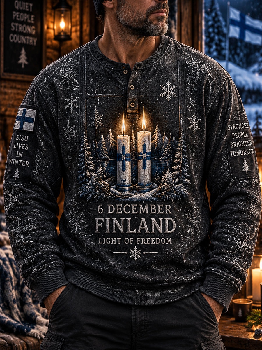 Miesten Retro Suomen itsenäisyyden päiväpainikkeen ylhäältä