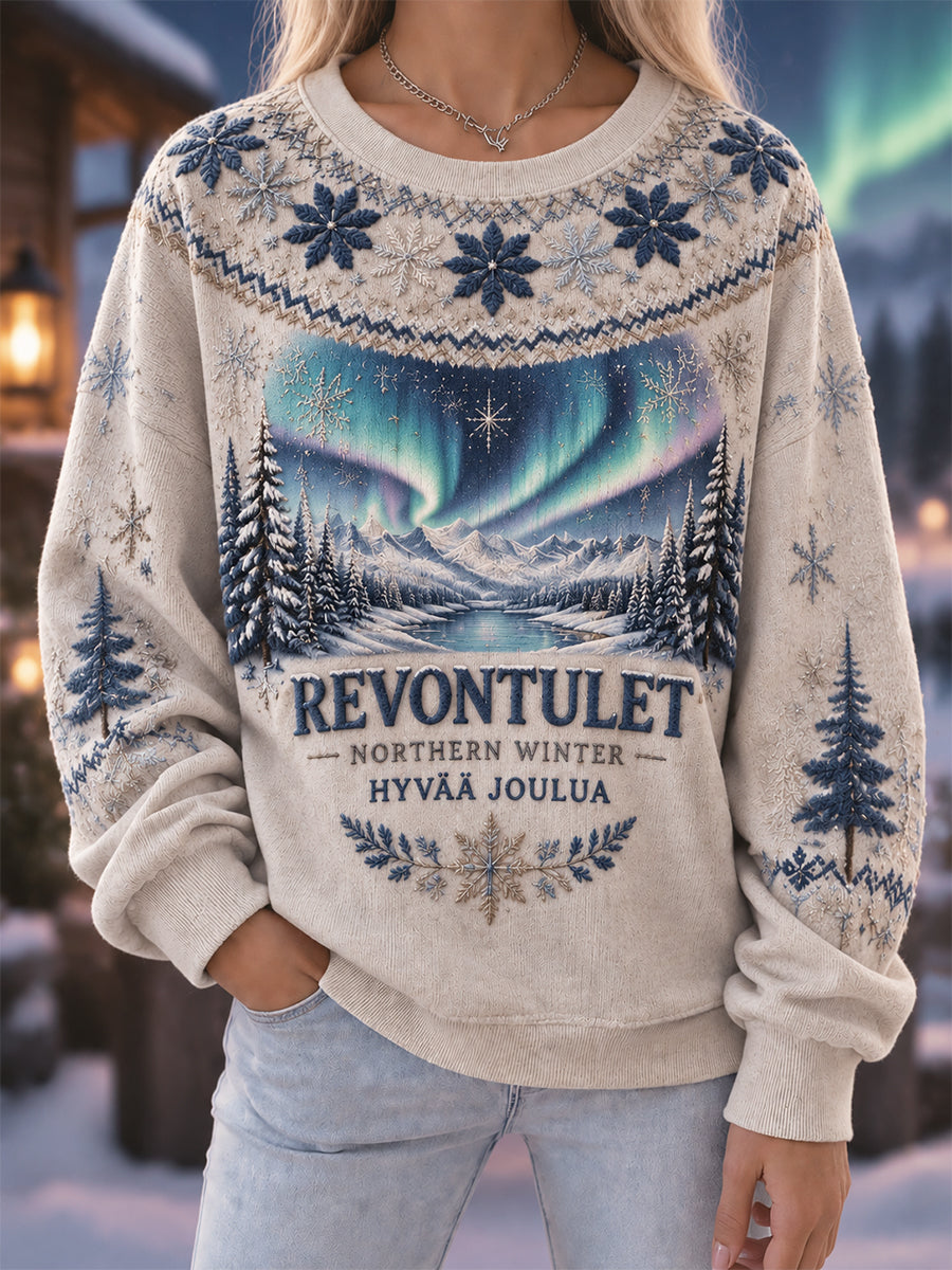 Naisten Retro Suomen joulu Crewneck Sweatshirti