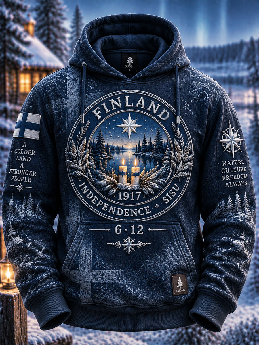 Miesten retro suomalainen itsenäisyyspäivän huppari