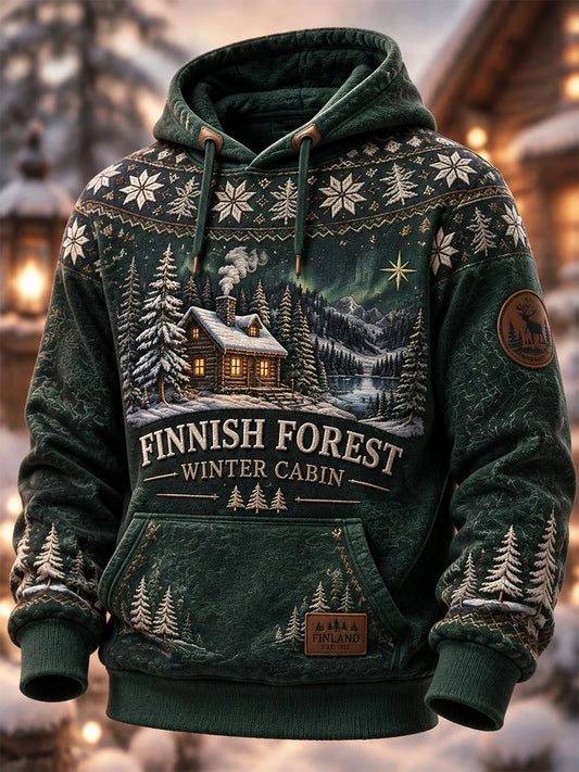 Miesten retro suomalainen jouluinen huppari