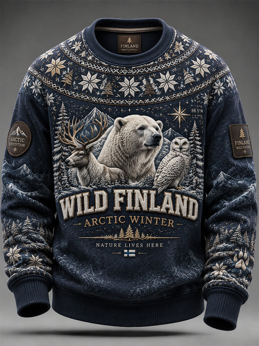 Miesten Retro Suomen joulu Crewneck Sweatshirti