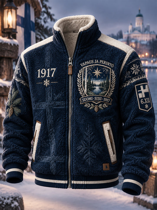Miesten Retro Suomen itsenäisyyspäivän vetoketjuntakki