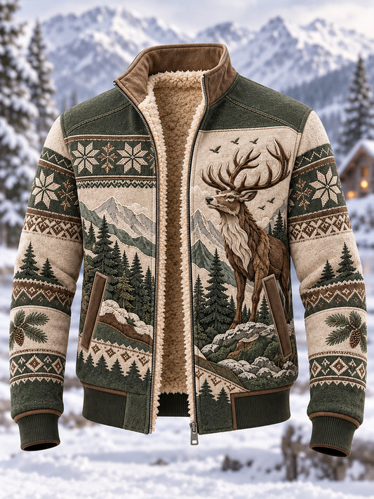 Miesten pohjoismainen metsän eläinpaino Fleece-Lined takki