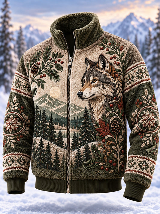 Miesten pohjoismainen metsän eläinpaino Fleece-Lined stand-Collar Taki