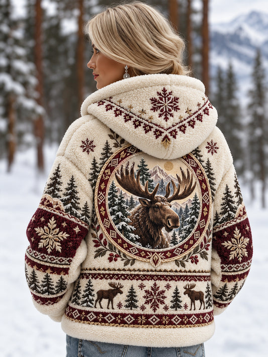 Naisten pohjoismainen metsäeläin tulosta Zip-Up Hoodie.