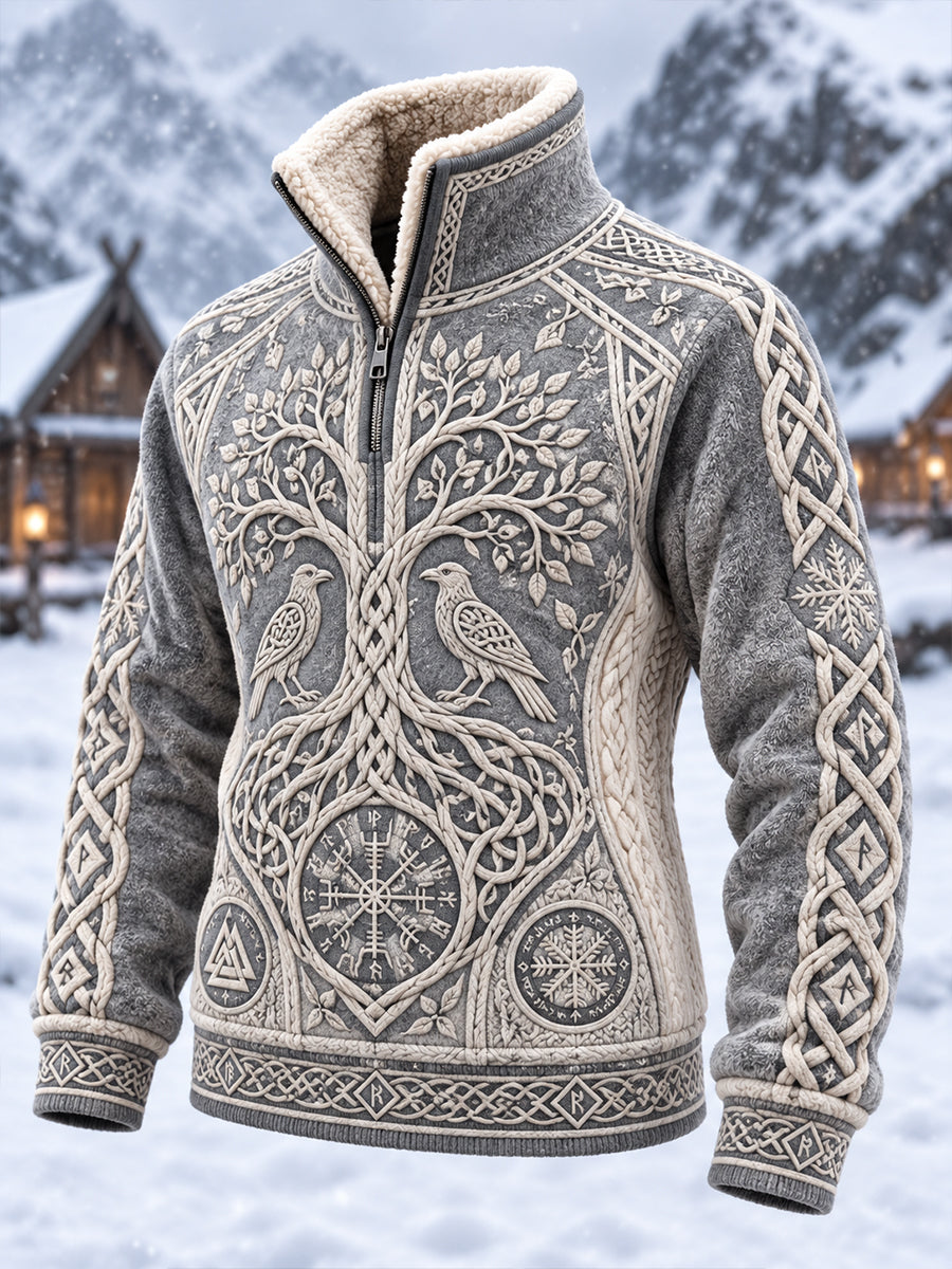 Naisten viikinki-tyylinen fleece-Lined pitkähihaa villapaikka