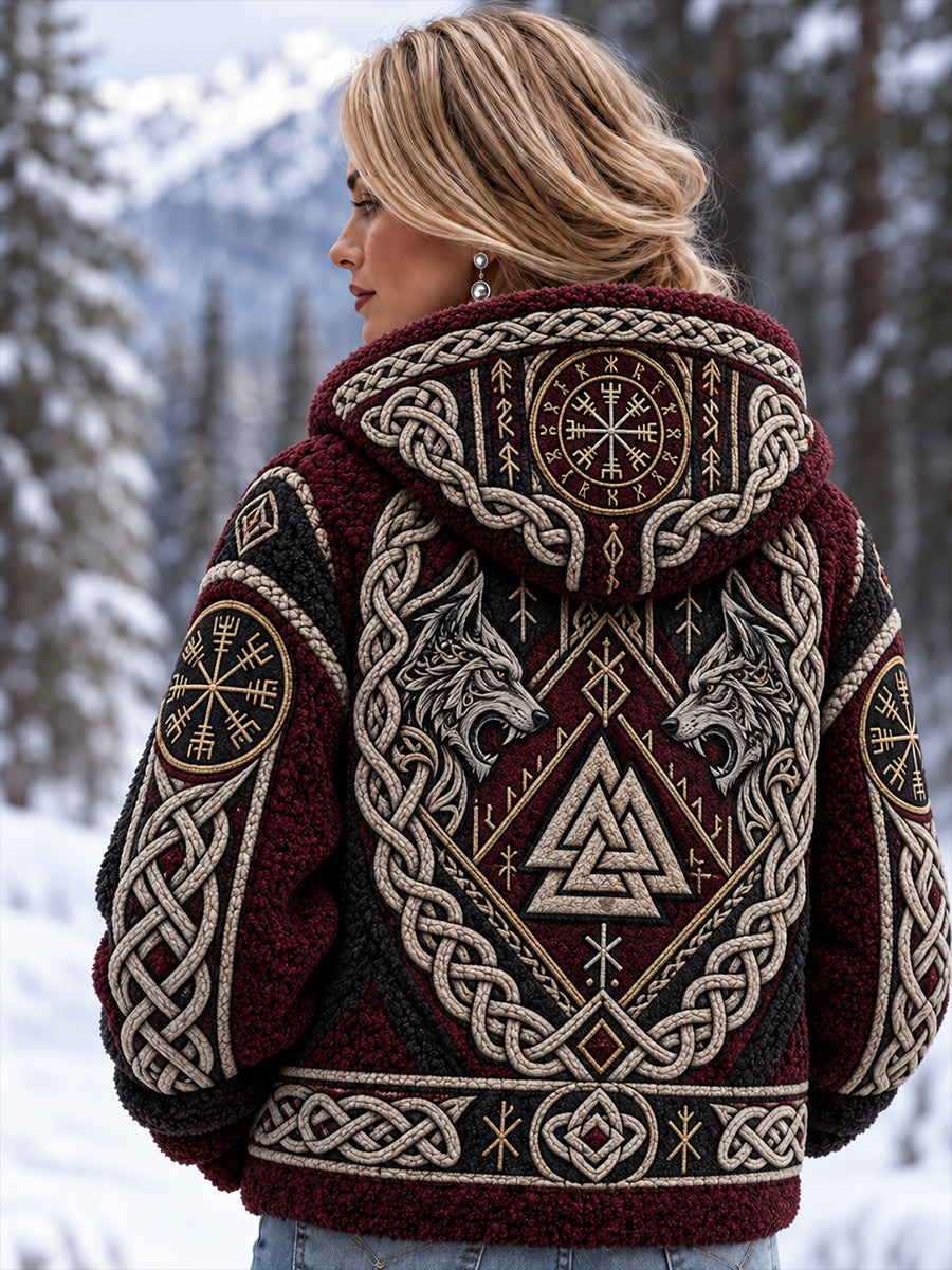 Naisten Viking-tyylinen fleece-Lined pitkähihahmo huppari