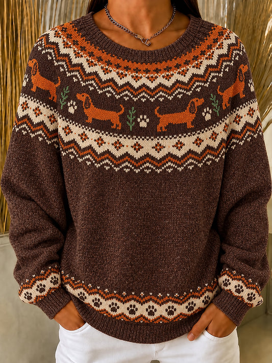 Naisten eläinten Art Print Knit Pullover Sweater Put