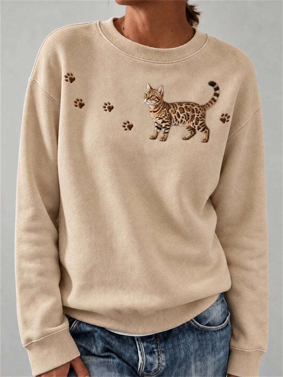 Naisten ihana Bengali Kissa & Puu Tulosta Tulosta Sweatshirt