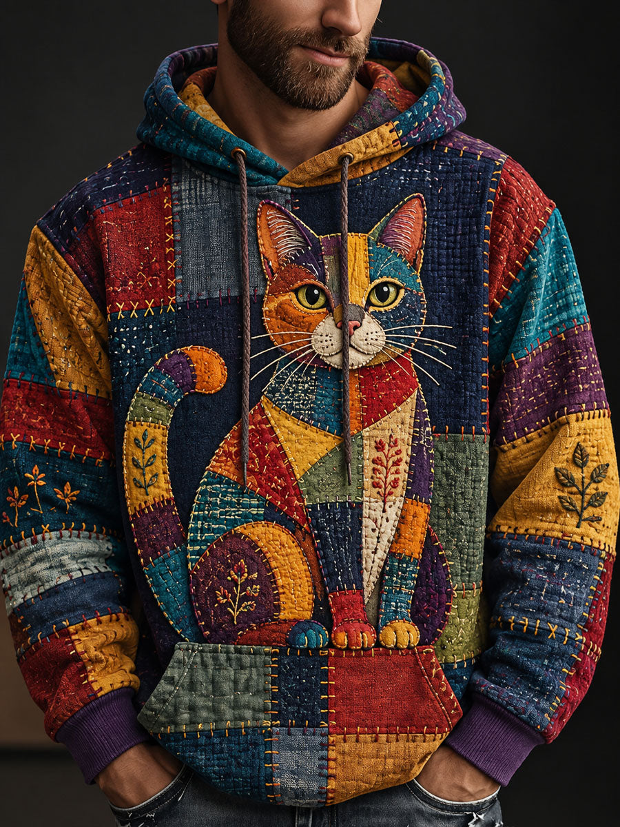 Miesten vintage-patchwork-kissahuppari