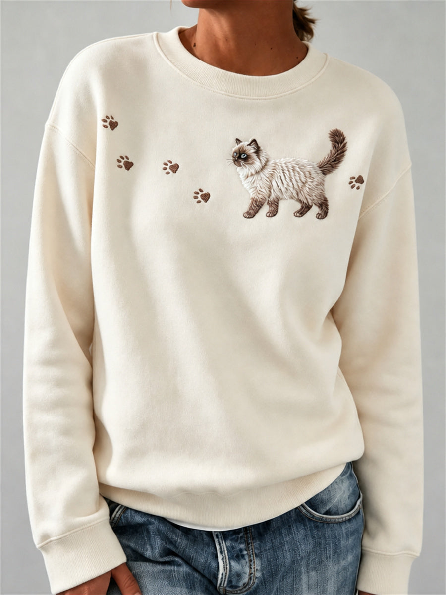 Naisten ihana Fuzzy Ragdoll Kissa & Pussu Tulostaa Sweatshirt