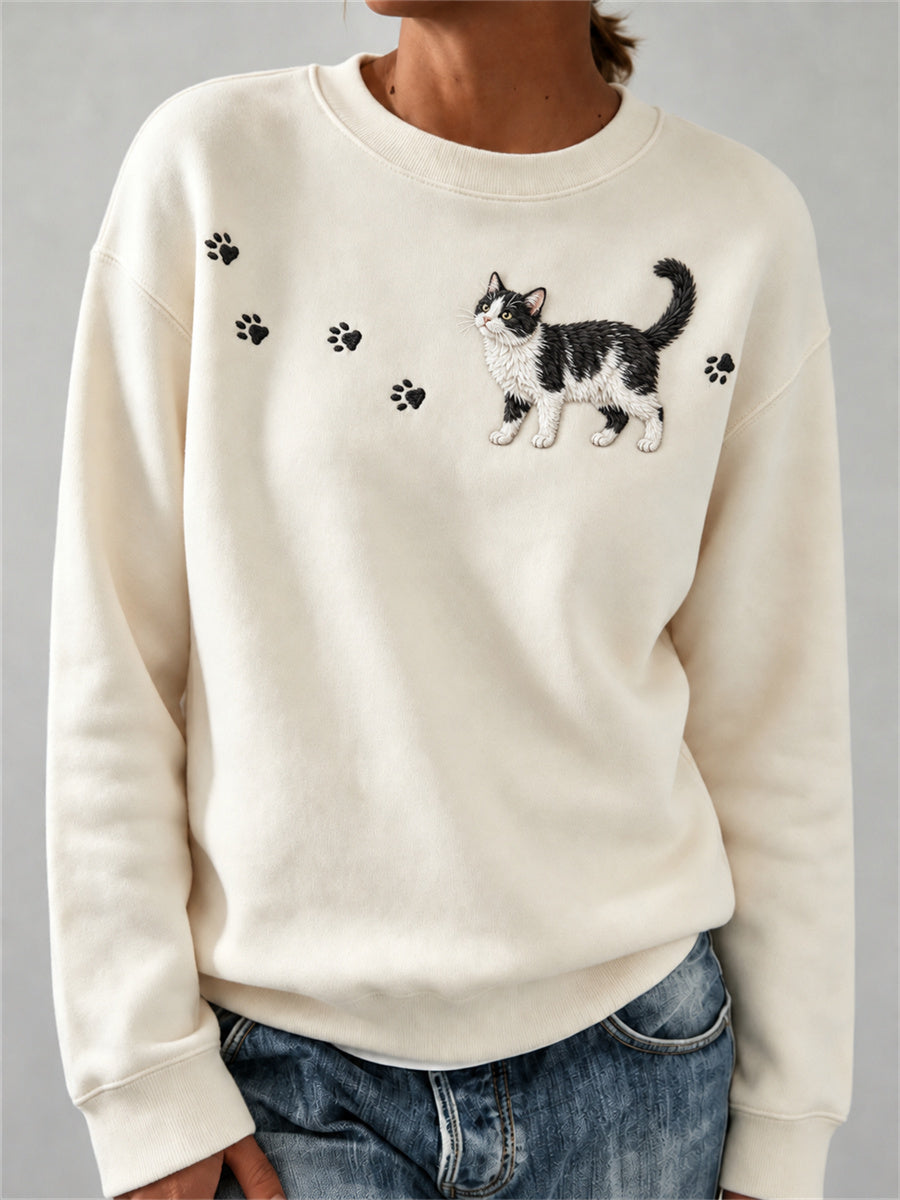 Naisten ihana lehmä kissa & Pow Tulosta Tulosta Sweatshirt