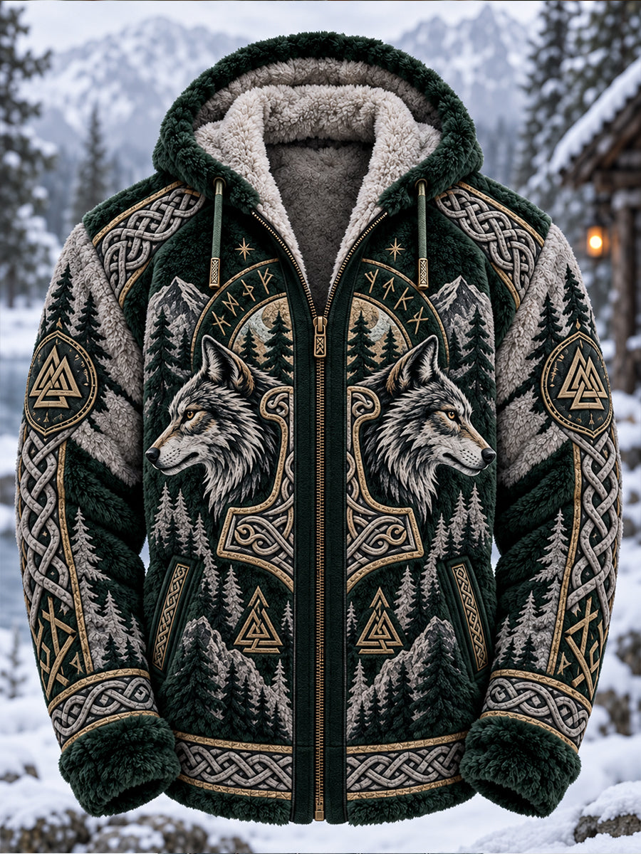 Miesten Viikinki-fleece Zip-Up Hoodie.