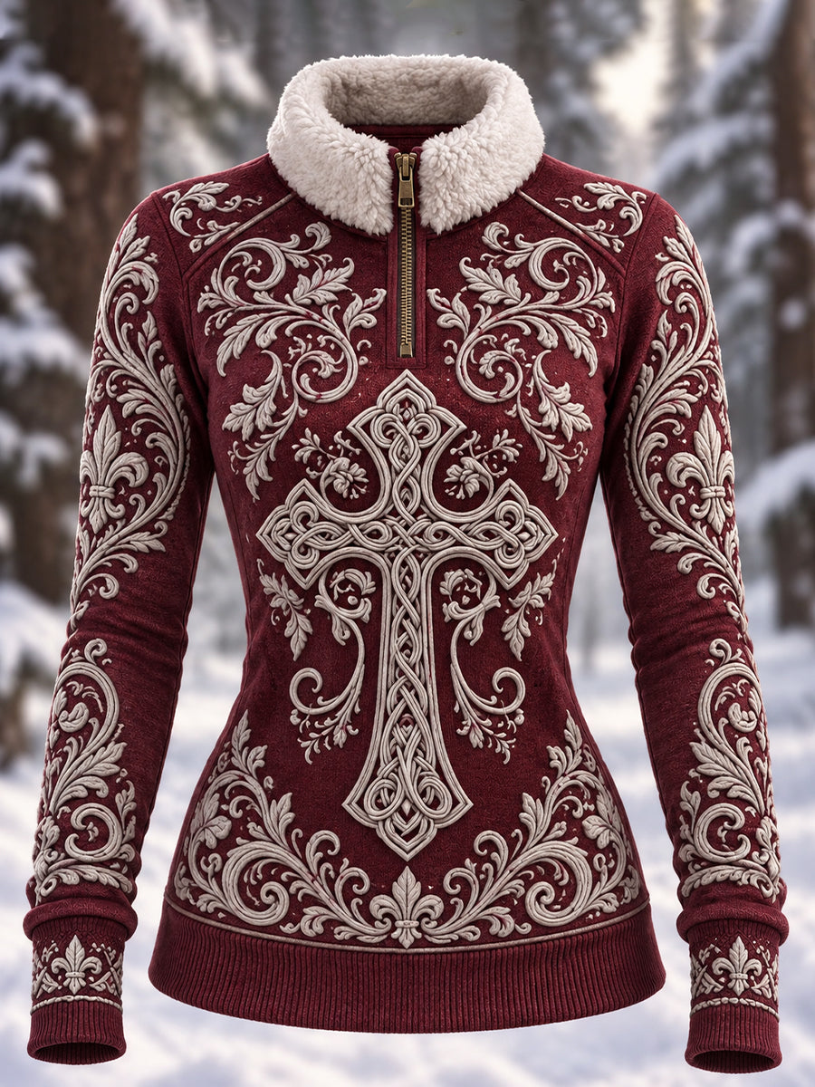 Naisten Viikinki-fleece Zip-Up Hoodie.