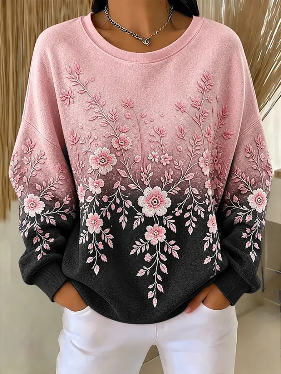 Naisten vaaleanpunainen kukka Art Rinta syöpä tietoisuus Sweatshirt