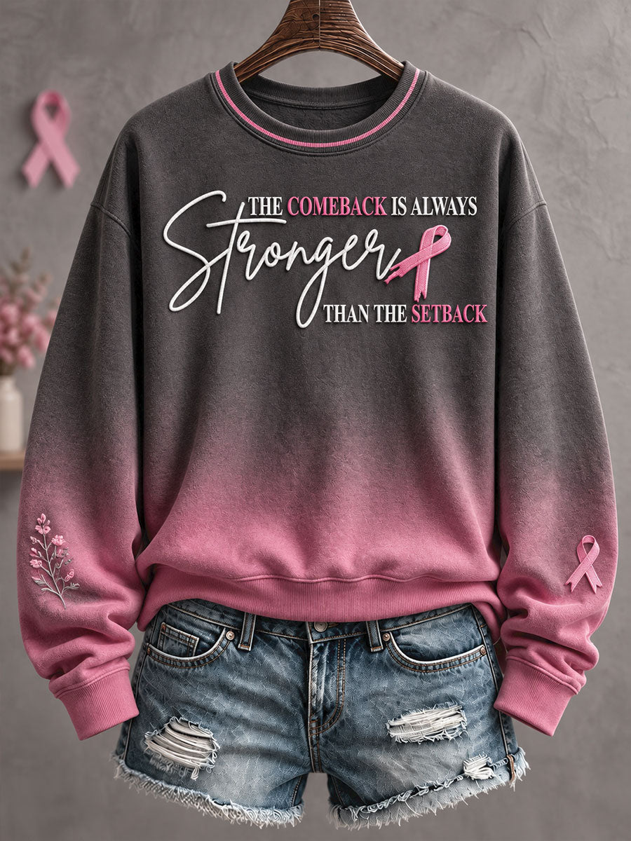 Naisten rintasyöpä tietoisuus Vaaleanpunainen Kukka Art Painettu Sweatshirt