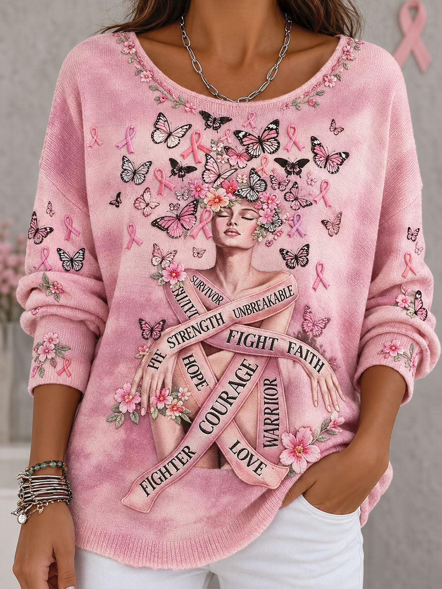 Naisten rintasyöpä tietoisuus Vaaleanpunainen Kukka Art Printed Tops