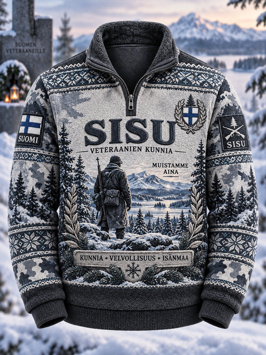 Miesten veteraani Sisu Graafinen Tulosta Pitkähiha Flannel Sweatshirt