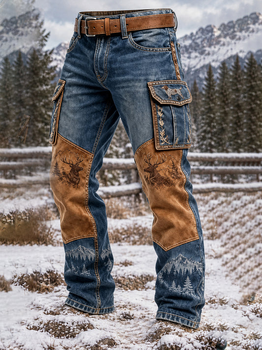 Miesten Vintage Western Metsästys Art Print Casual Cargo Houssi