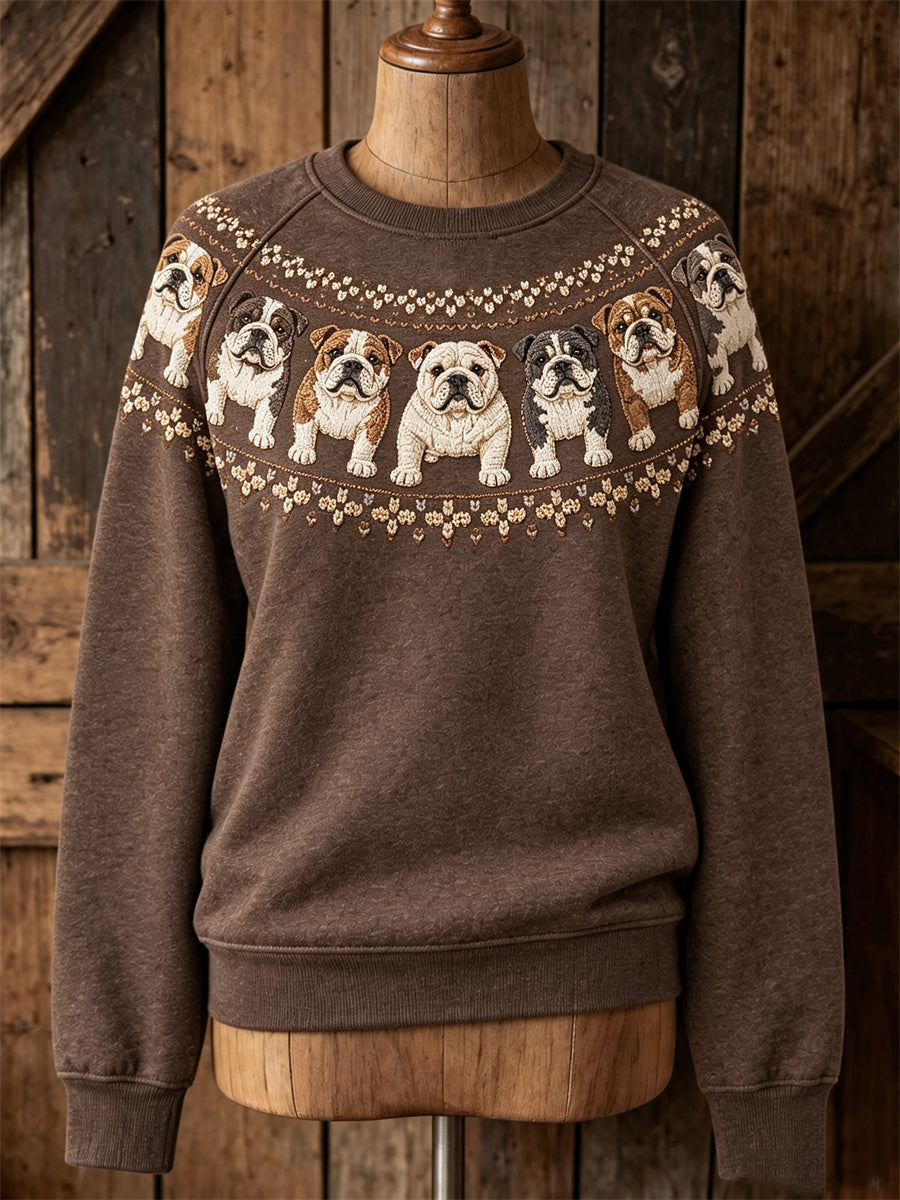 Naisten vintage Bulldogs Yoke Isle -painokuvioitu raglanhihainen collegepaita