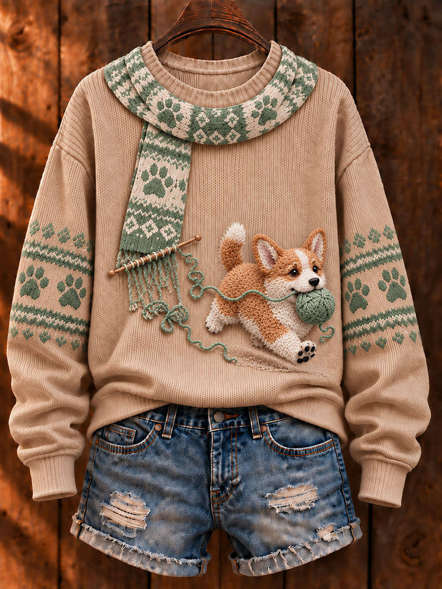Naisten "Käyttöinen koira" Corgi Art Print Casual villapaikka