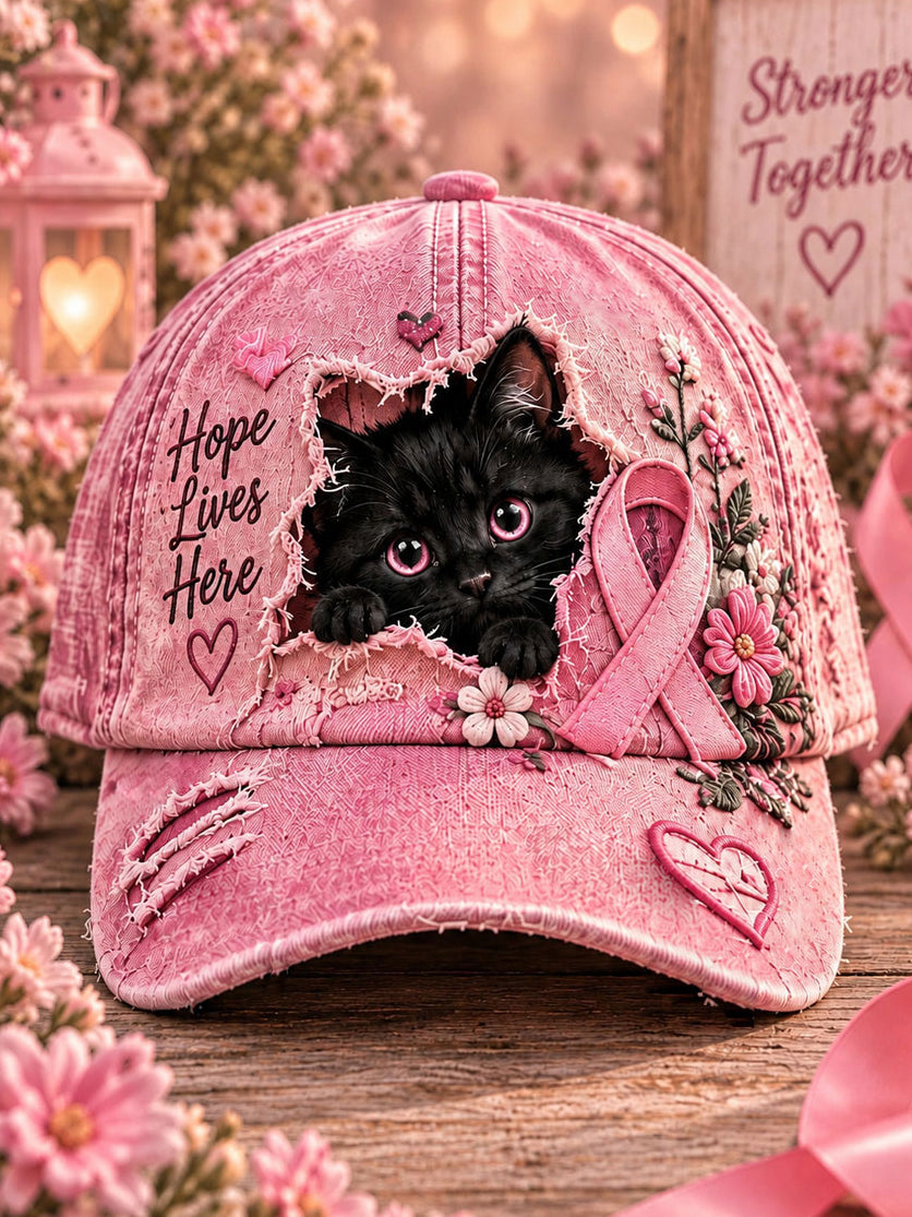 Rintasyöpä tietoisuus Cat Print Casual Unisex Hatt
