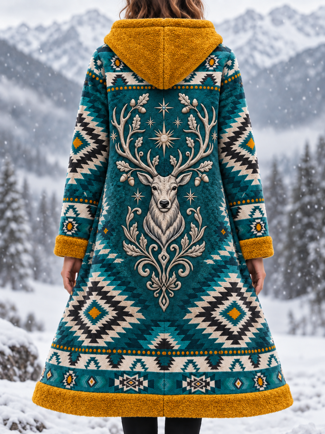 Naisten Vintage Nordic-Style Attec Peer Head paksu flanelli takki