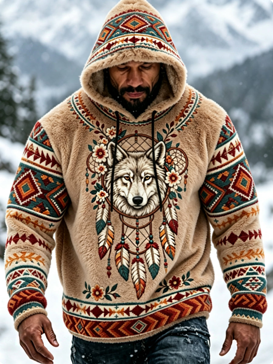 Miesten Viking Vintage Wolf Celtic Flanelli lämmin huppari