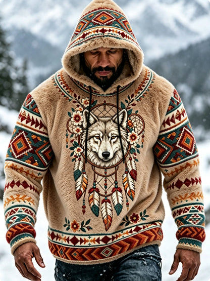 Miesten Viking Vintage Wolf Celtic Flanelli lämmin huppari