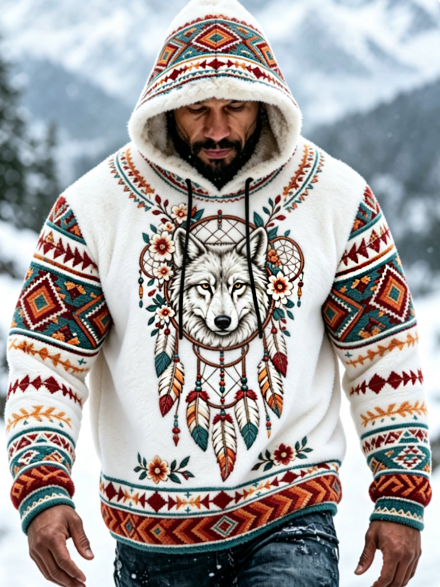 Miesten Viking Vintage Wolf Celtic Flanelli lämmin huppari