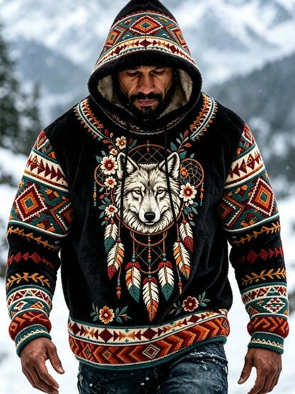 Miesten Viking Vintage Wolf Celtic Flanelli lämmin huppari