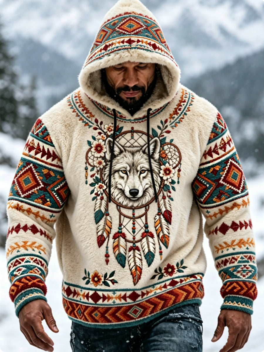 Miesten Viking Vintage Wolf Celtic Flanelli lämmin huppari