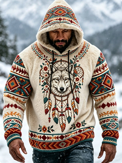 Miesten Viking Vintage Wolf Celtic Flanelli lämmin huppari