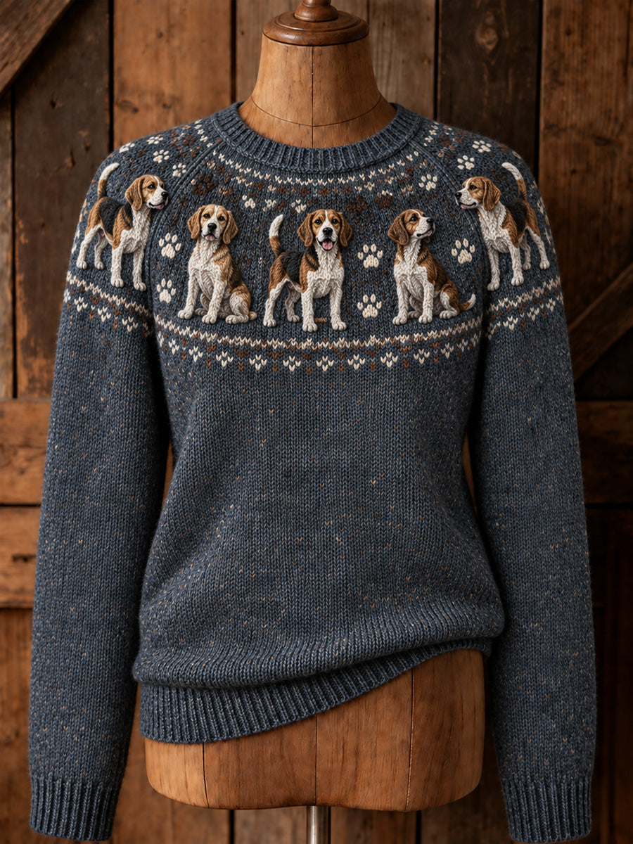 Naisten Vintage Beagles Yoke Isle Tulosta pitkähihainen puseri