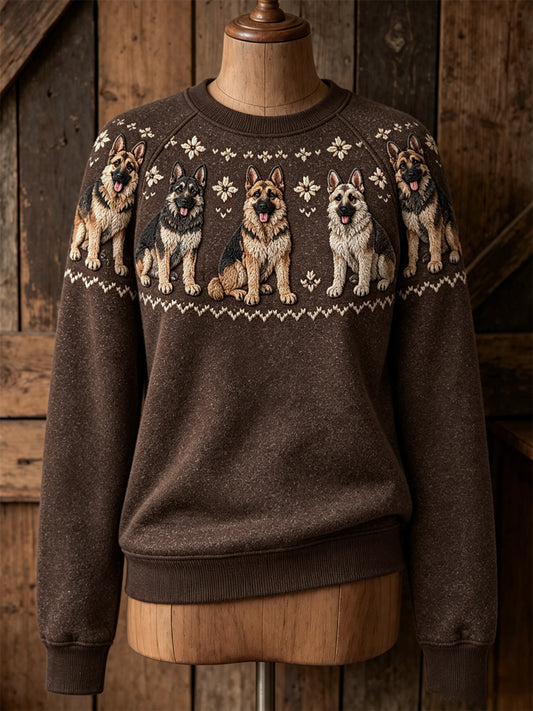 Naisten Vintage Saksanpaimenkoira koirat Yoke Isle Tulosta raglan hihassa puserot