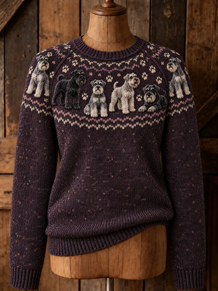 Naisten Vintage Schnauzers Yoke Isle tulostaa pitkähihainen puseri