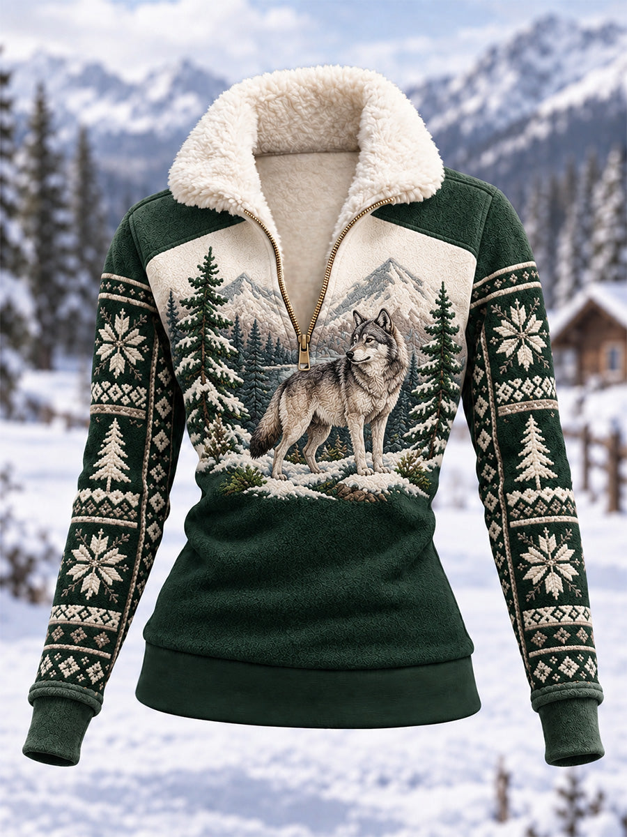 Naisten talvi Susi Print Casual Composite Fleece Huppari
