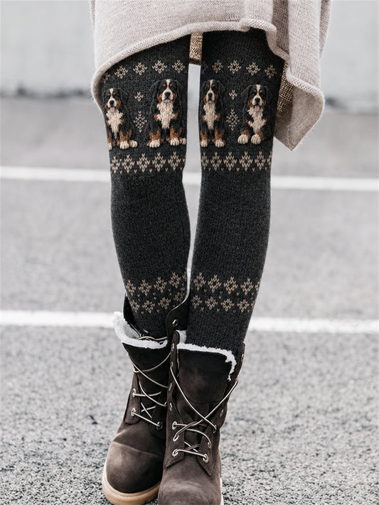 Naisten Vintage Bernese Mountain Dogs Isle Print Cozy Leggings