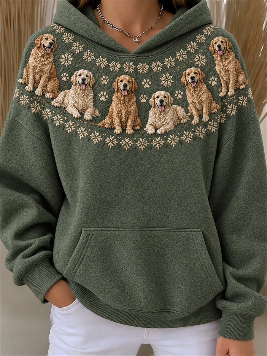 Naisten Vintage Golden Retriever Yoke Isle Tulosta viihtyisä huppari