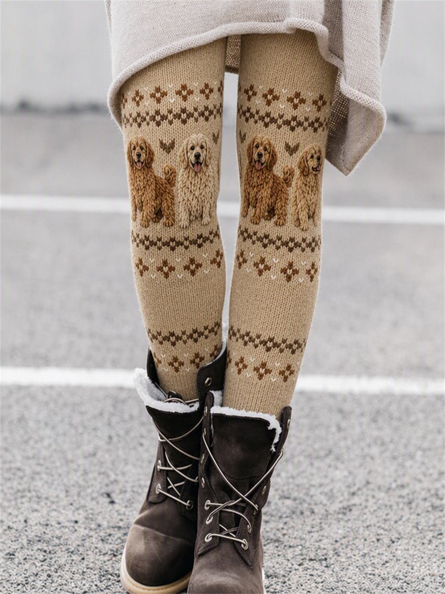 Naisten Vintage Golden Retriever koirat Isle Print Cozy Leggings