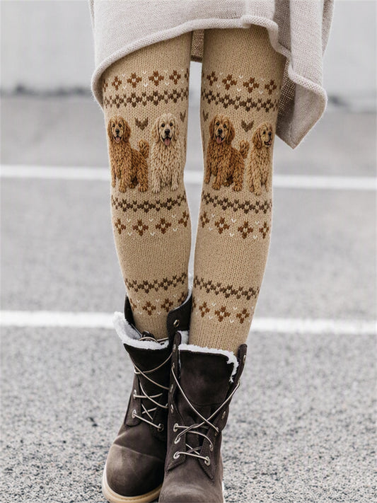 Naisten Vintage Golden Retriever koirat Isle Print Cozy Leggings
