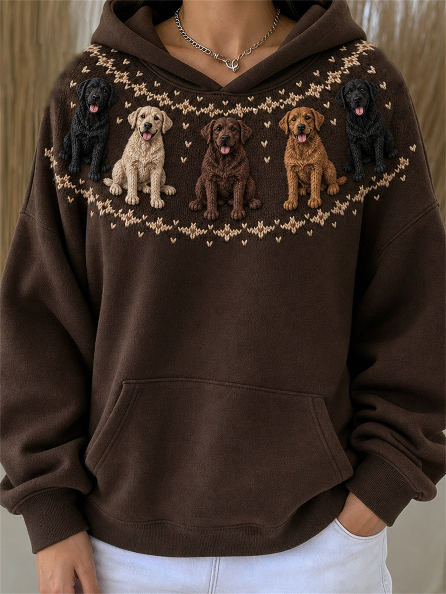Naisten Vintage Labrador koirat Yoke Isle Print Cozy Huppari