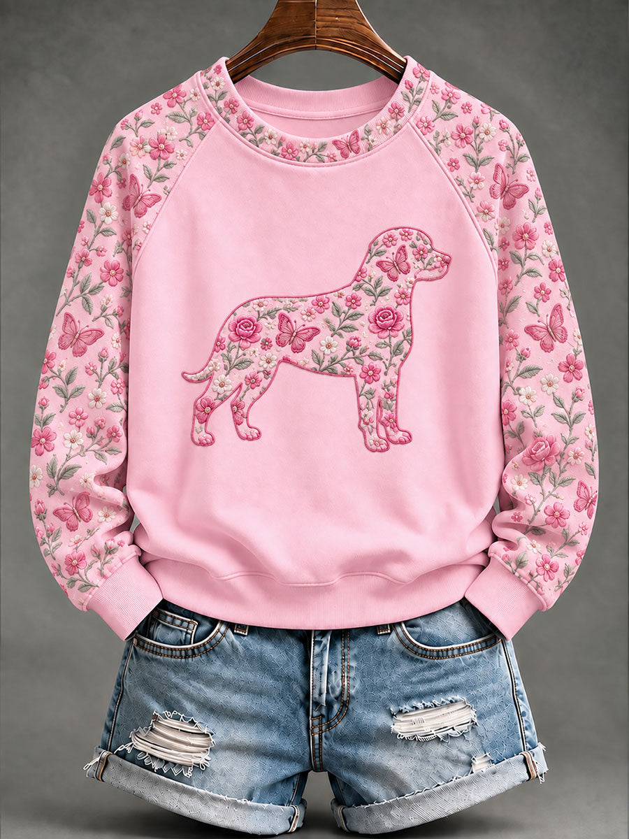 Naisten rintasyöpä Rottweiler Floral Print Casual Sweatshirt
