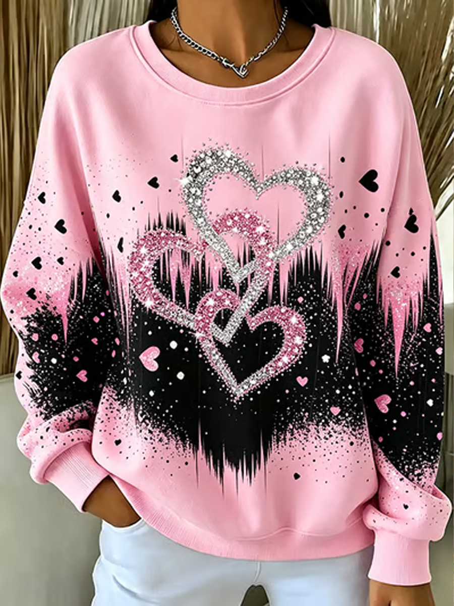 Naisten rintasyöpä vaaleanpunainen Art Tulosta säännöllinen Sweatshirt