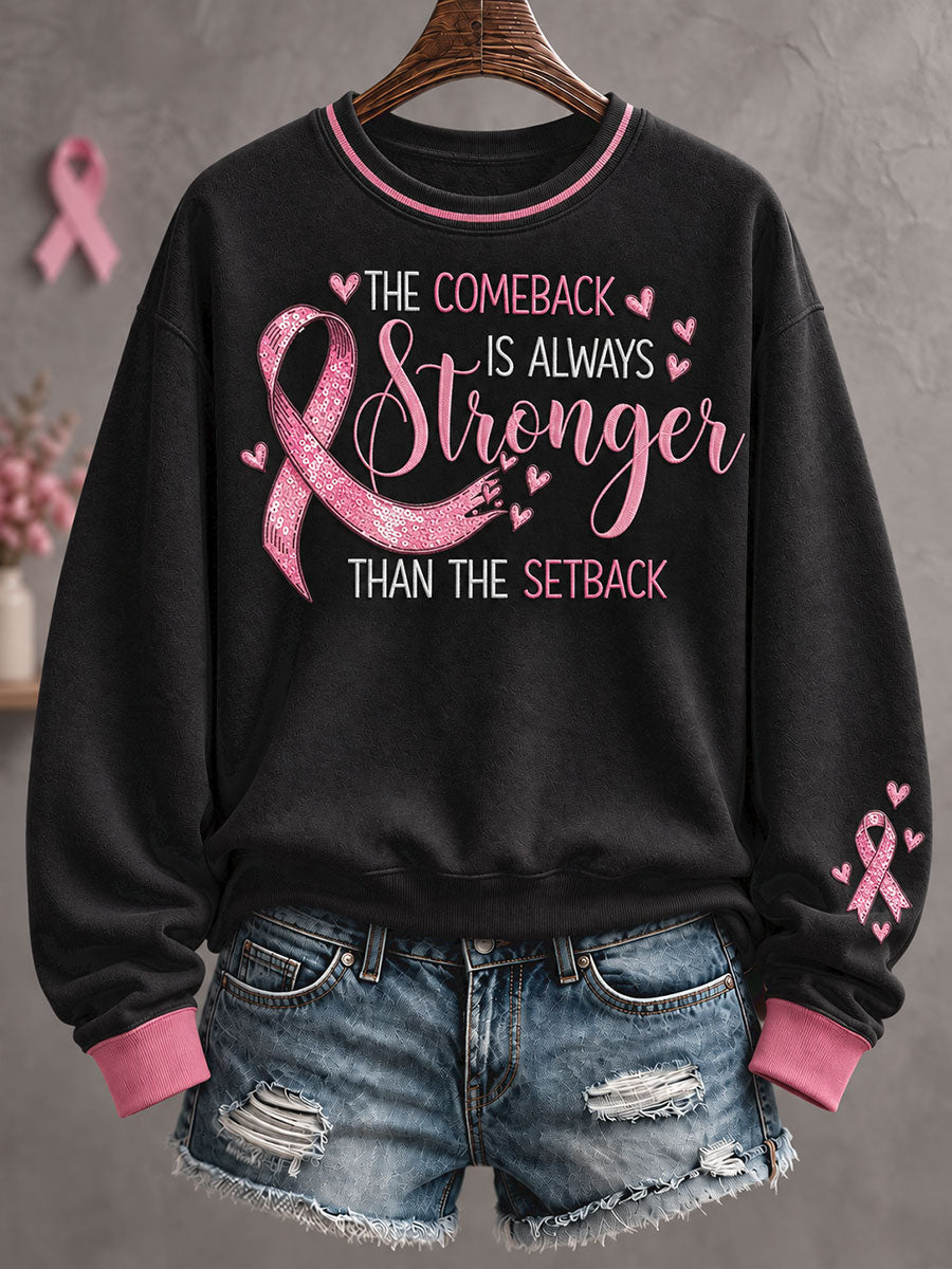 Naisten rintasyöpä tietoisuus Kukkataiden painettu Sweatshirt