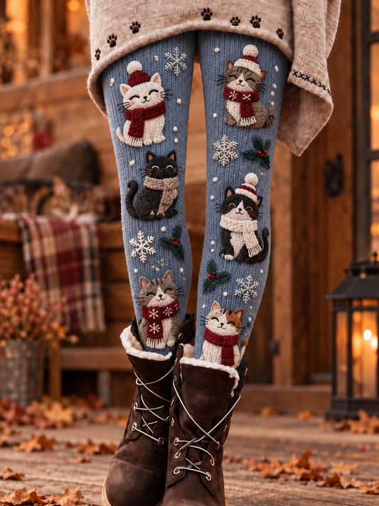 Naisten söpö Cat Art Print Leggings