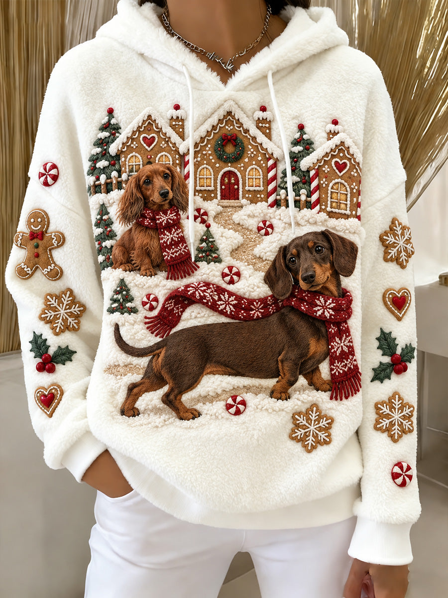 Naisten Vintage Christmas Art Print Casual & mukava Flannel Hoodies